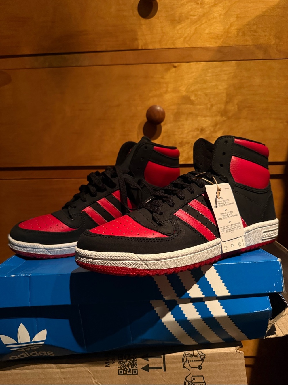 adidas Top Ten Hi Black & Red Basketball Shoes